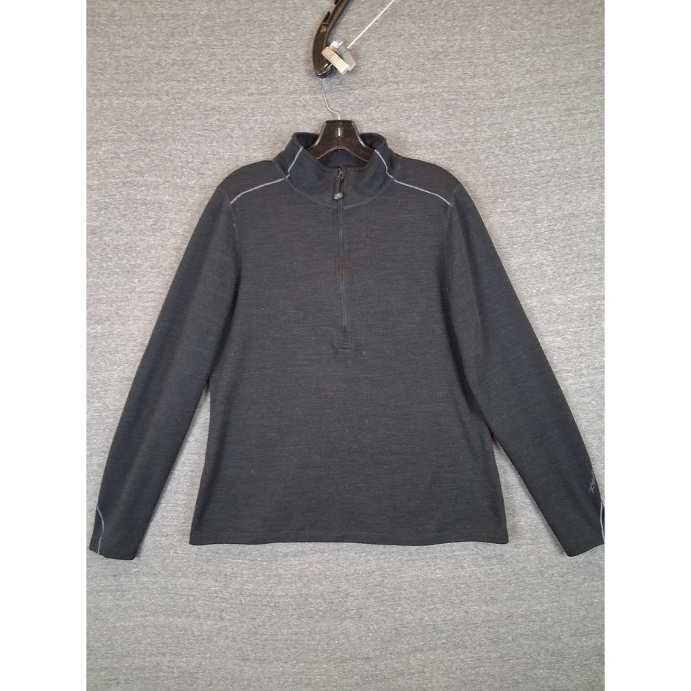 Terramar Womens Jacket XL‎ Black Fleece 1/4 Zip Merino Wool Blend Baselayer